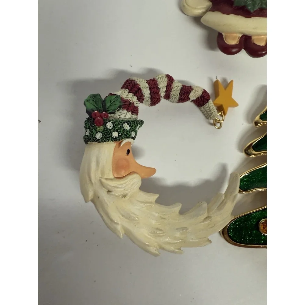 Set If 4 Christmas Brooches Liana Christmas Tree Enamel‎ Santa